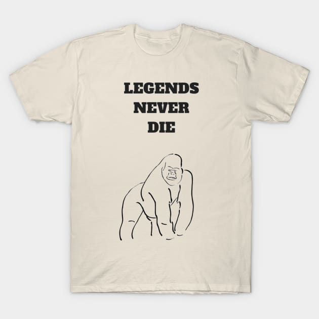 Harambe - Legends Never Die T-Shirt by asaxdavid